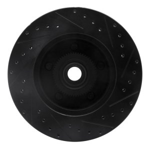 Dodge Ram 1500 Van Brake Rotor (1) - Front Left - R1 Concepts - Drilled & Slotted - Black - 2003